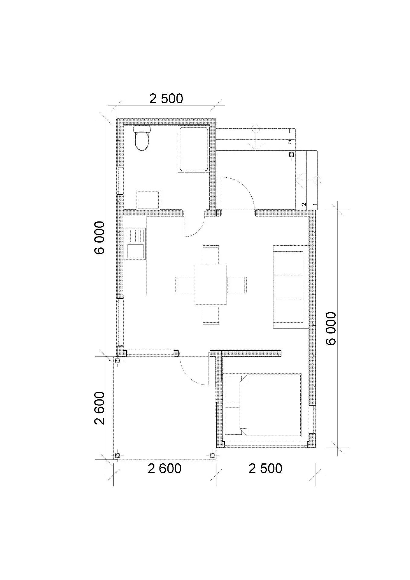 Планировка дома «Дуэт»: 30 м² + терраса и крыльцо 12 м²