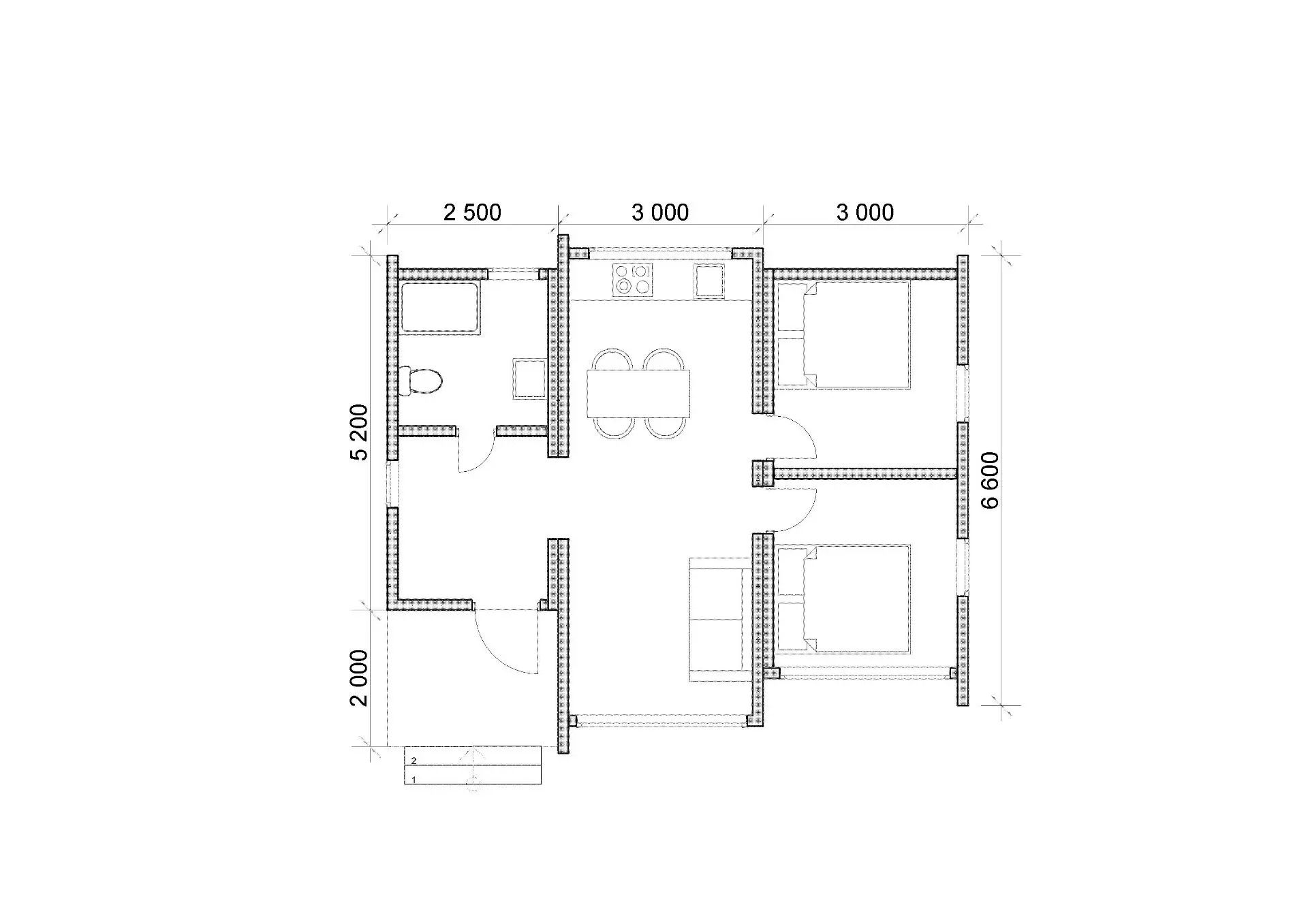 Планировка дома «Трио»: 52 м² + крыльцо 5 м²